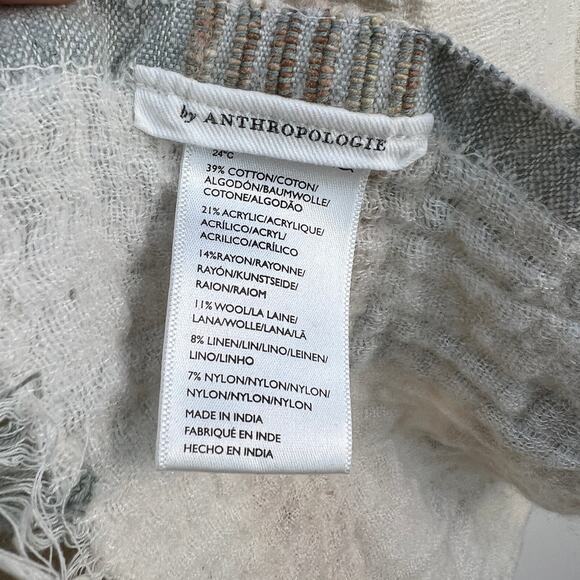 Anthropologie Theodore Gauze Throw Ivory Plaid - Picture 3 of 4